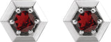 Platinum Natural Mozambique Garnet Round 3-Prong Geometric Earrings - view 2