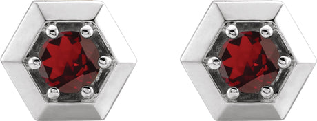 Platinum Natural Mozambique Garnet Round 3-Prong Geometric Earrings - view 2