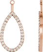 14K Gold Round Natural Diamond Teardrop Earring Jackets - Rose Gold