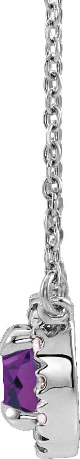Platinum Round Natural Amethyst French-Set Halo-Style Necklace - view 2