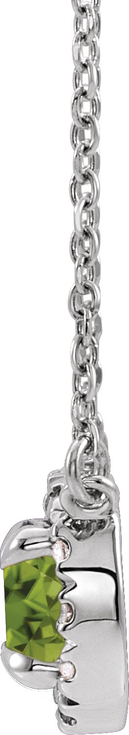 Platinum Round Natural Peridot French-Set Halo-Style Necklace - view 2