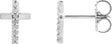 Platinum Round Natural Diamond Accented Cross Earrings – 1mm Stones