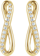 14K Gold Round Natural Diamond Infinity-Inspired Earrings II - Yellow Gold - view 2