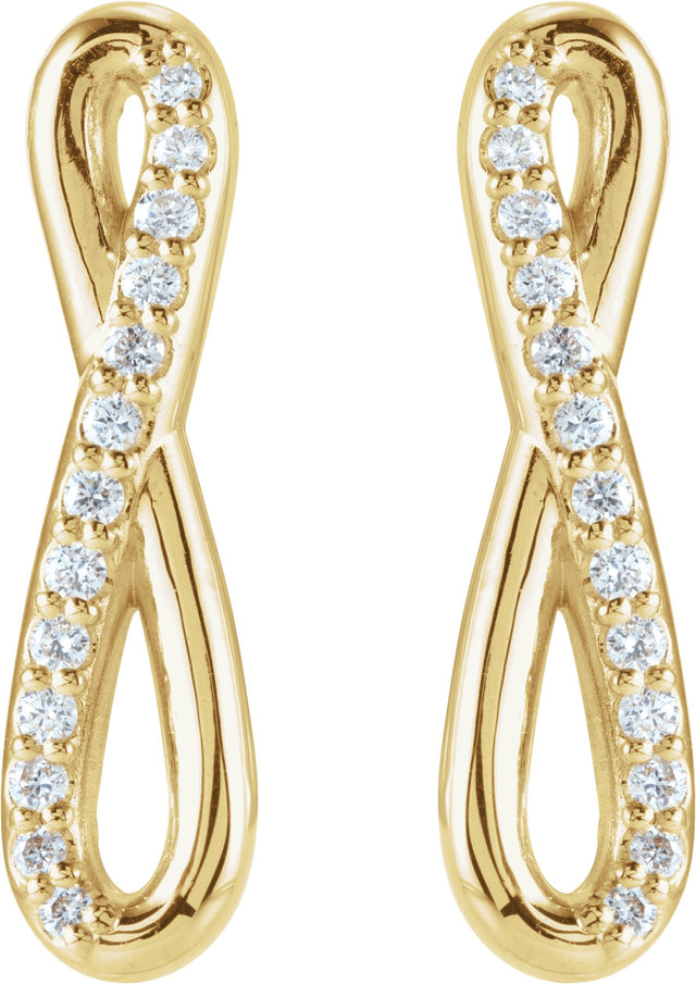 14K Gold Round Natural Diamond Infinity-Inspired Earrings II - Yellow Gold - view 2