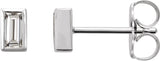14K Gold Natural Diamond Straight Baguette Bezel-Set Stud Earrings - White Gold