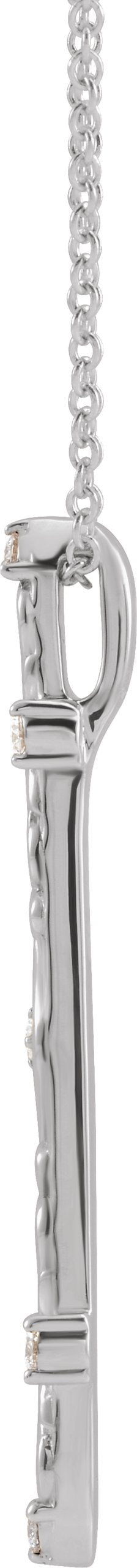 Platinum Round Natural Diamond Vintage-Inspired Bar Necklace or Pendant - view 2