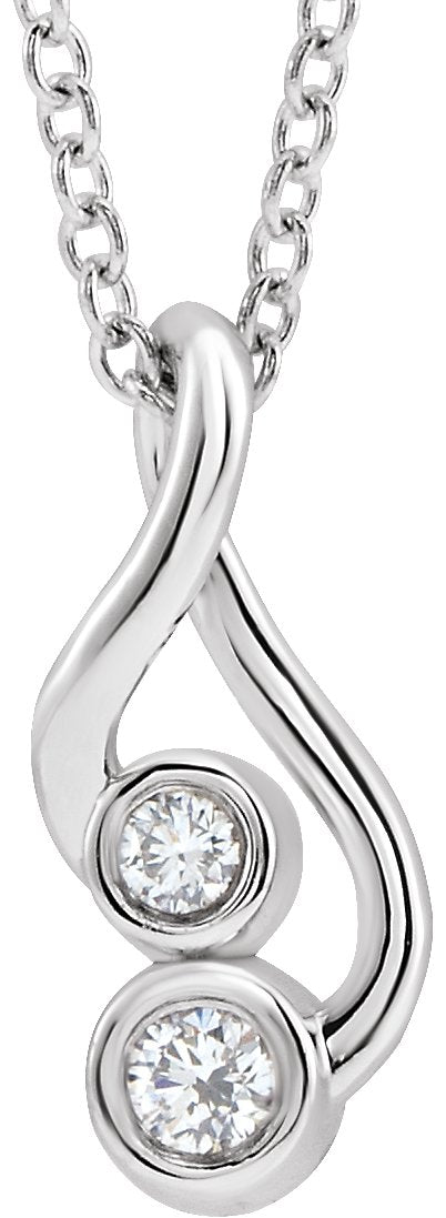 14K Gold Round Natural Diamond Forever Embrace Necklace or Pendant - White Gold