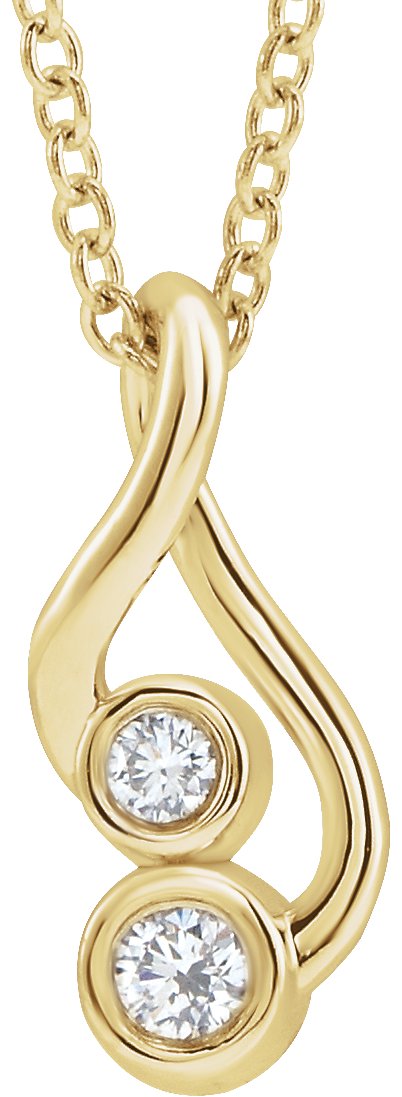 14K Gold Round Natural Diamond Forever Embrace Necklace or Pendant - Yellow Gold