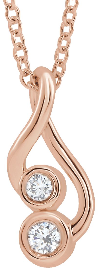 14K Gold Round Natural Diamond Forever Embrace Necklace or Pendant - Rose Gold