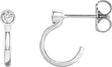 Platinum Round Natural Diamond Bezel-Set Hoop Earrings – 2-3mm Stones