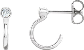 Platinum Round Natural Diamond Bezel-Set Hoop Earrings – 2-3mm Stones