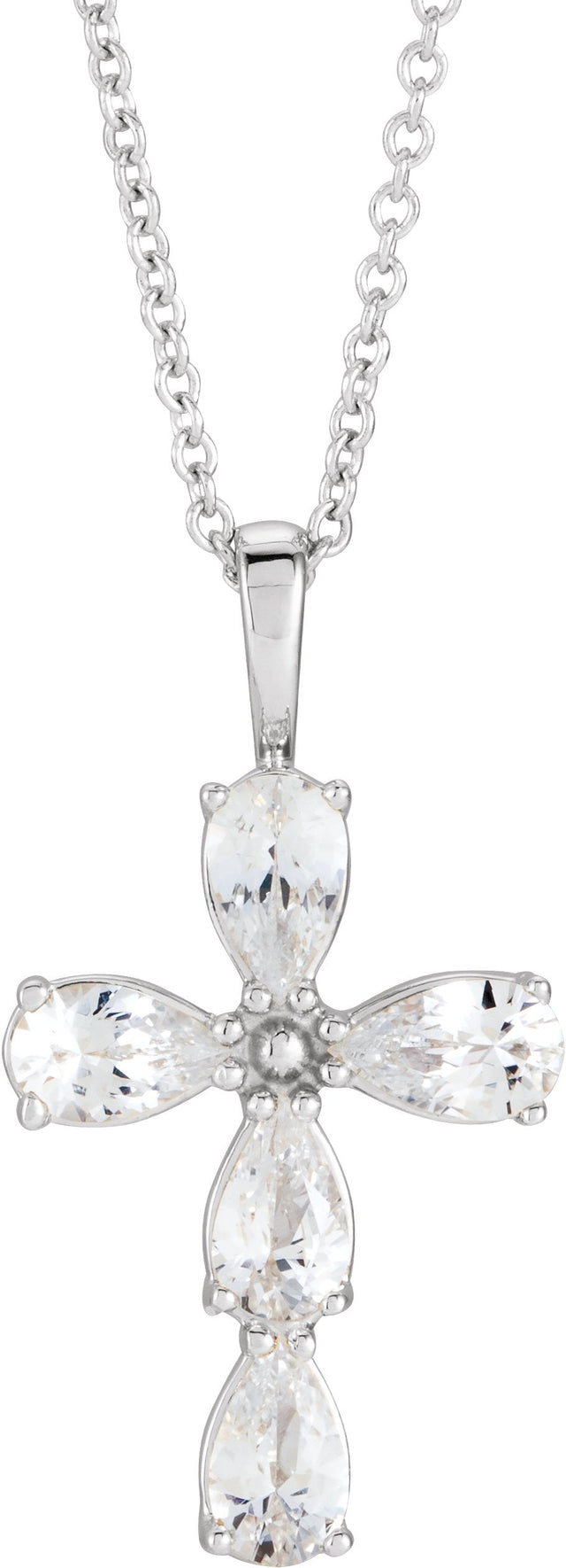 Platinum Pear Natural Diamond Cross Necklace or Pendant
