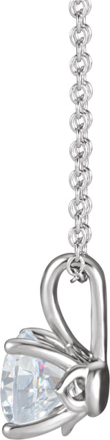 Platinum Round Natural White Sapphire Solitaire Necklace or Pendant - view 2
