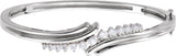 14K Gold Round Natural Diamond Accented Hinged Bangle Bracelet - White Gold