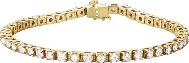 14K Gold Round Lab-Grown Diamond Line Bracelet - Yellow Gold