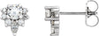 14K Gold Round Natural White Sapphire Accented Earrings - White Gold