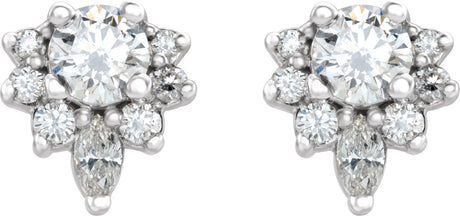 Platinum Round Natural Diamond Accented Earrings – 3.5mm Stones - view 2