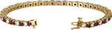 14K Gold Round Lab-Grown Ruby Line Bracelet - Yellow Gold - view 3