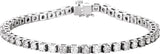 14K Gold Round Natural Diamond Line Bracelet – 3mm Stones - White Gold