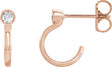14K Gold Round Natural Diamond Bezel-Set Hoop Earrings – 2-3mm Stones - Rose Gold