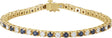 14K Gold Round Natural Blue Sapphire Line Bracelet - Yellow Gold