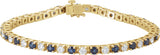 14K Gold Round Lab-Grown Blue Sapphire Line Bracelet - Yellow Gold