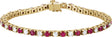 14K Gold Round Natural Ruby Line Bracelet - Yellow Gold