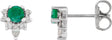 Platinum Round Natural Emerald Accented Earrings