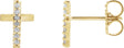 14K Gold Round Natural Diamond Accented Cross Earrings II - Yellow Gold
