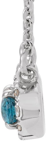14K Gold Oval Natural Blue Zircon French-Set Halo-Style Necklace - White Gold - view 2