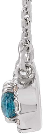 14K Gold Oval Natural Blue Zircon French-Set Halo-Style Necklace - White Gold - view 2