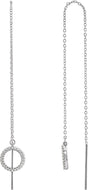 14K Gold Round Natural Diamond Geometric Threader Earrings - White Gold