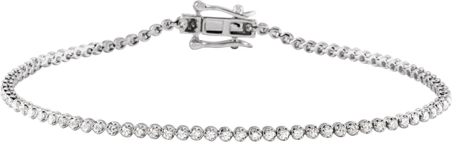 14K Gold Round Natural Diamond Line Bracelet VII
