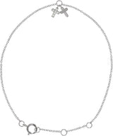 14K Gold Round Natural Diamond Adjustable Cross Bracelet - White Gold