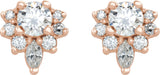 14K Gold Round Natural Diamond Accented Earrings – 3.5mm Stones - Rose Gold - view 2