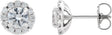 Platinum Round Natural White Sapphire French-Set Halo-Style Earrings