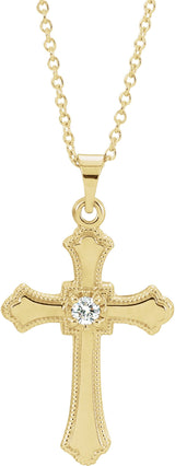 14K Gold Cross Necklace or Pendant – 15x11mm - White Gold - view 2