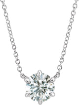 14K Gold Round Lab-Grown Diamond Solitaire Necklace - White Gold