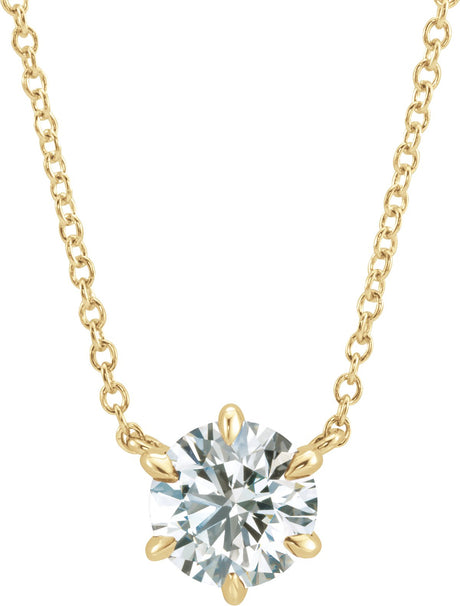 14K Gold Round Lab-Grown Diamond Solitaire Necklace - Yellow Gold