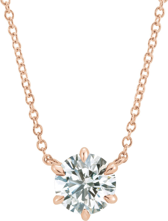 14K Gold Round Natural Diamond Solitaire Necklace – up to 1/4 CTW - Rose Gold
