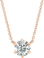14K Gold Round Natural Diamond Solitaire Necklace – up to 1/4 CTW - Rose Gold
