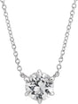 14K Gold Round Natural White Sapphire Solitaire Necklace II - White Gold