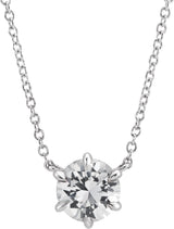 Platinum Round Natural White Sapphire Solitaire Necklace