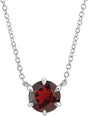 Platinum Round Natural Mozambique Garnet Solitaire Necklace II