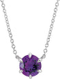 Platinum Round Natural Amethyst Solitaire Necklace