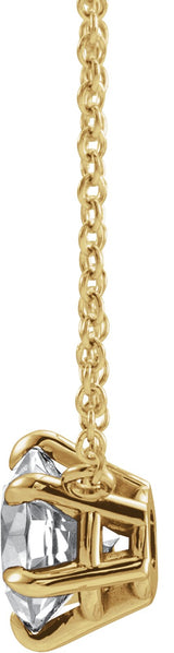 14K Gold Round Lab-Grown Diamond Solitaire Necklace - Yellow Gold - view 2