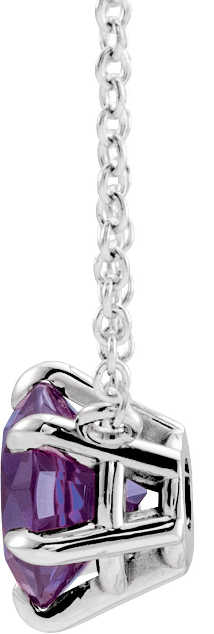 Platinum Round Lab-Grown Alexandrite Solitaire Necklace II - view 2