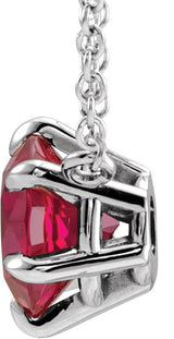 Platinum Round Natural Ruby Solitaire Necklace II - view 2