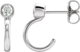 14K Gold Round Natural Diamond Bezel-Set Hoop Earrings – 2-3mm Stones - White Gold