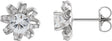 14K Gold Natural White Sapphire Round 4-Prong Halo-Style Twist Earrings - White Gold
